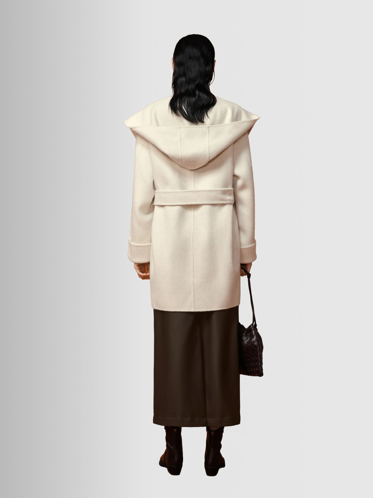 Hooded Belted Wool-Blend Coat