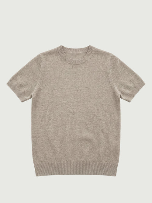 Load image 1 in gallery view. Silk-Cashmere Lightweight Short-Sleeve Top