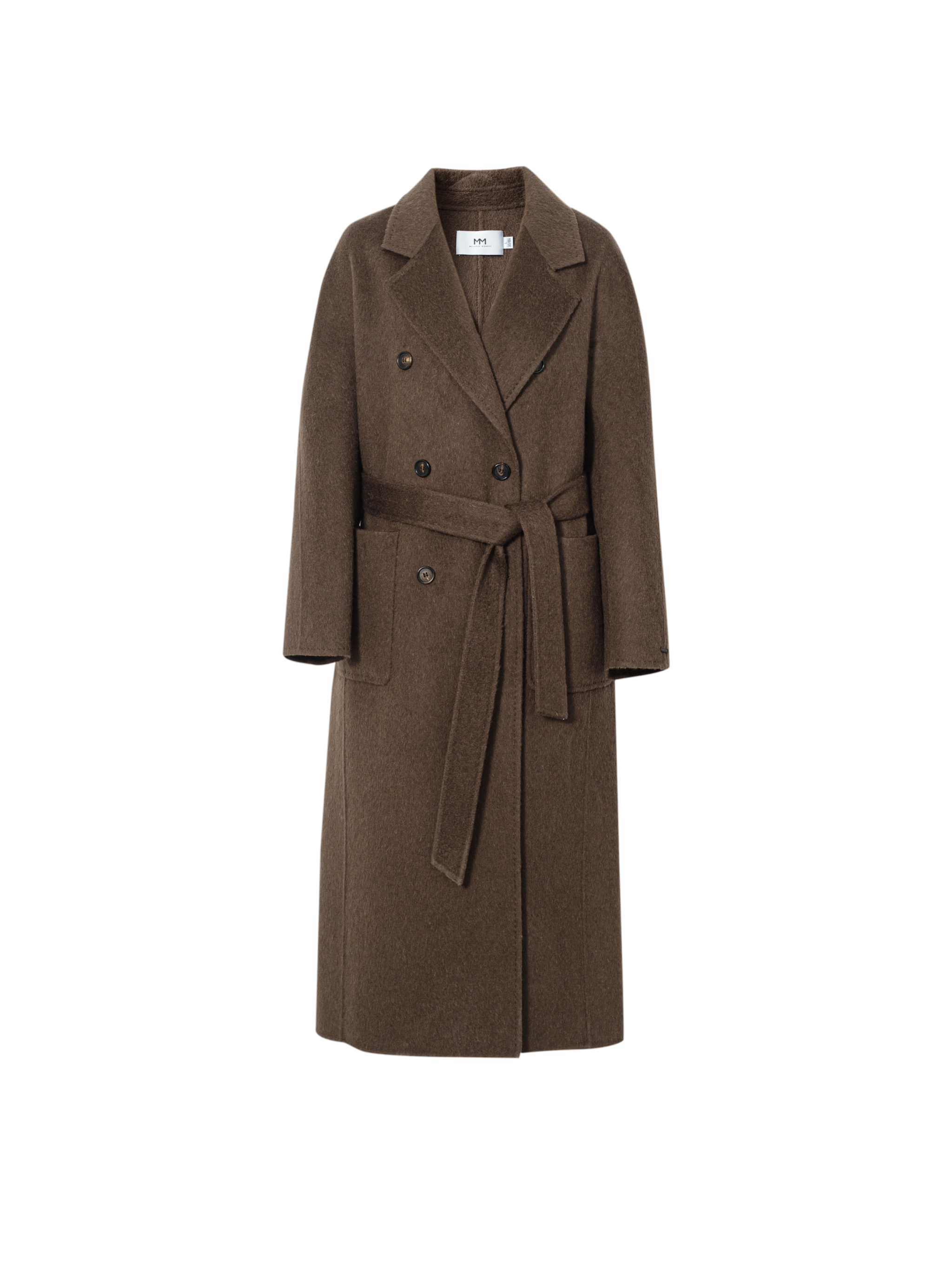 Wool-Camel Blend Tie-Belt Coat