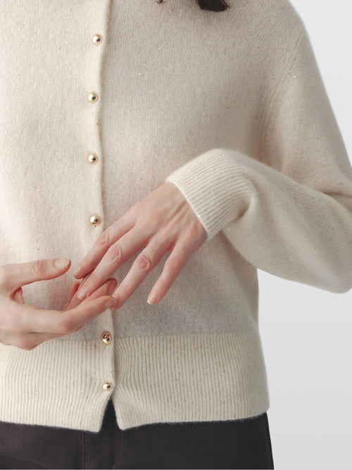Load image 1 in gallery view. Sequin Cashmere-Silk Knit Cardigan