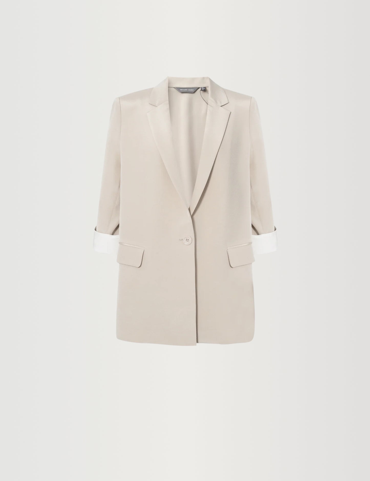 Relaxed-Fit Structured Shoulder V-Neck Short-Sleeve Blazer