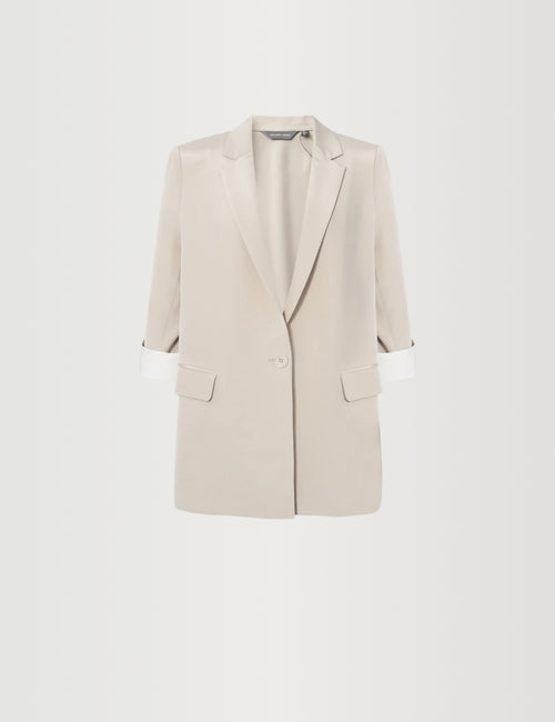 Load image 1 in gallery view. Relaxed-Fit Structured Shoulder V-Neck Short-Sleeve Blazer