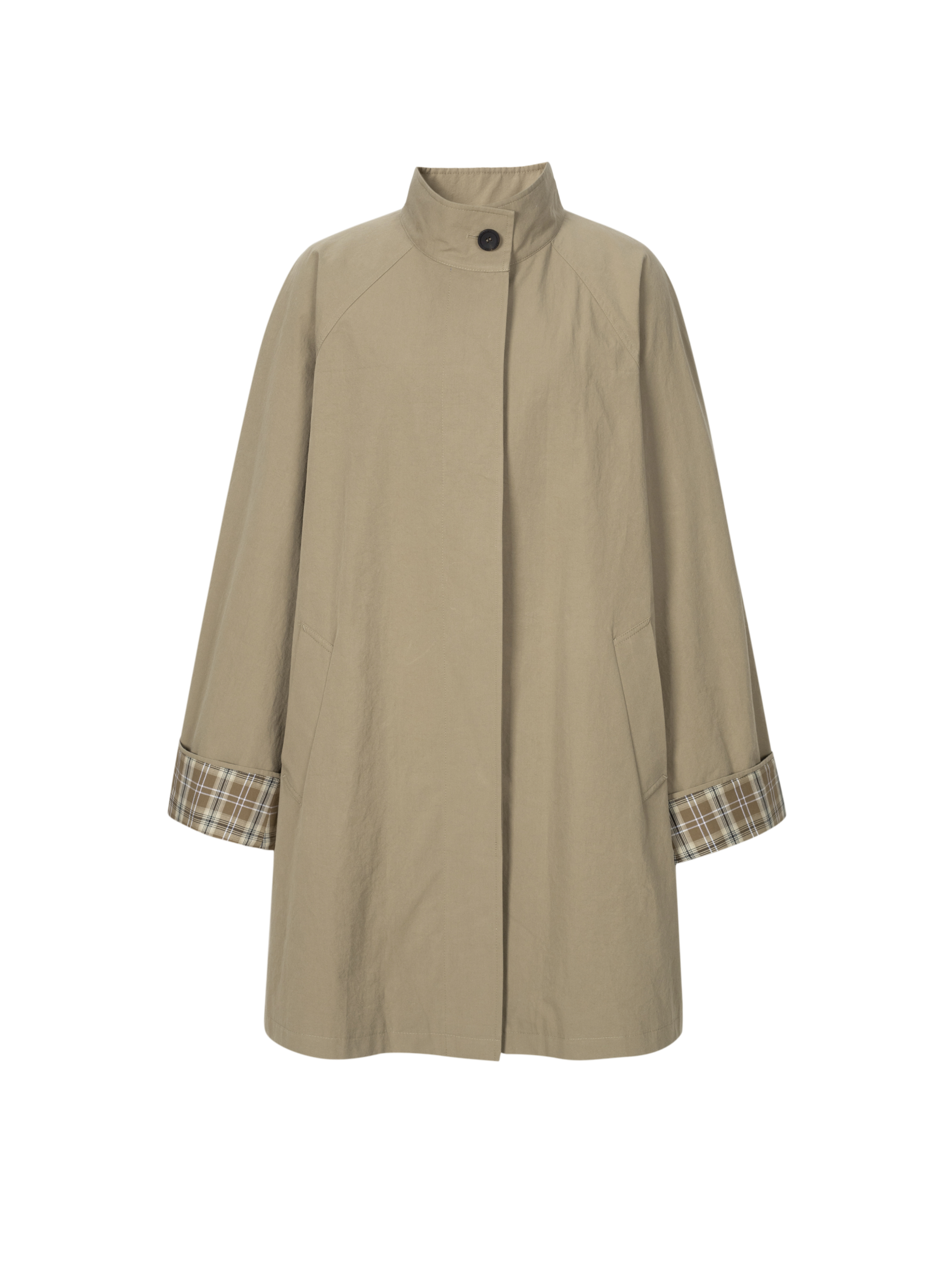 Cotton Stand-Collar Trench Coat
