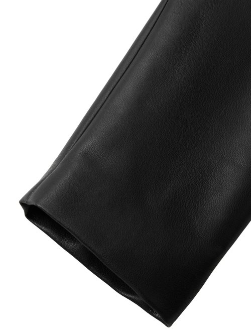 Load image 1 in gallery view. Cropped Faux-Leather Zip Jacket