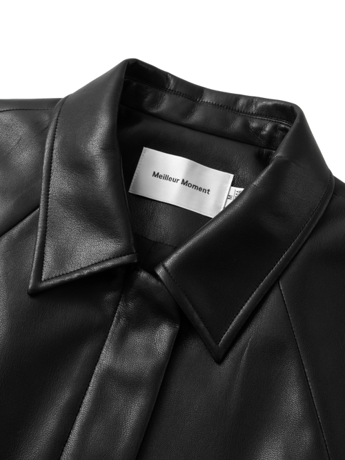 Load image 1 in gallery view. Cropped Faux-Leather Zip Jacket