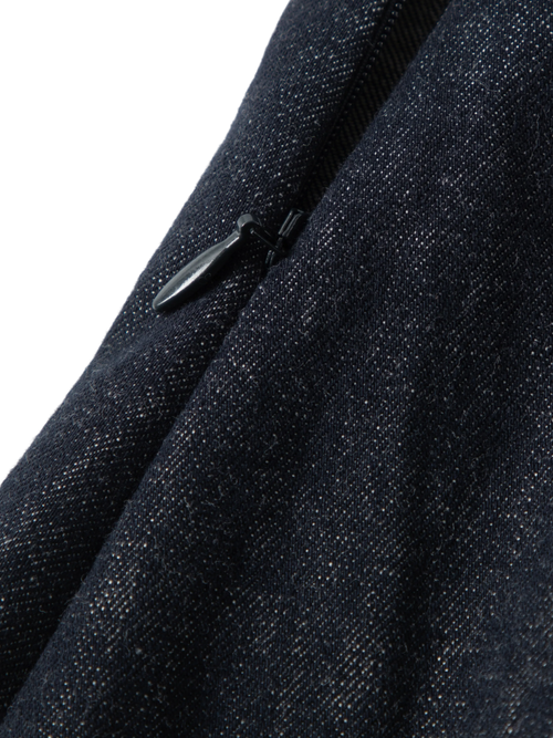 Load image 1 in gallery view. Mock-Neck Belted Denim Maxi Dress