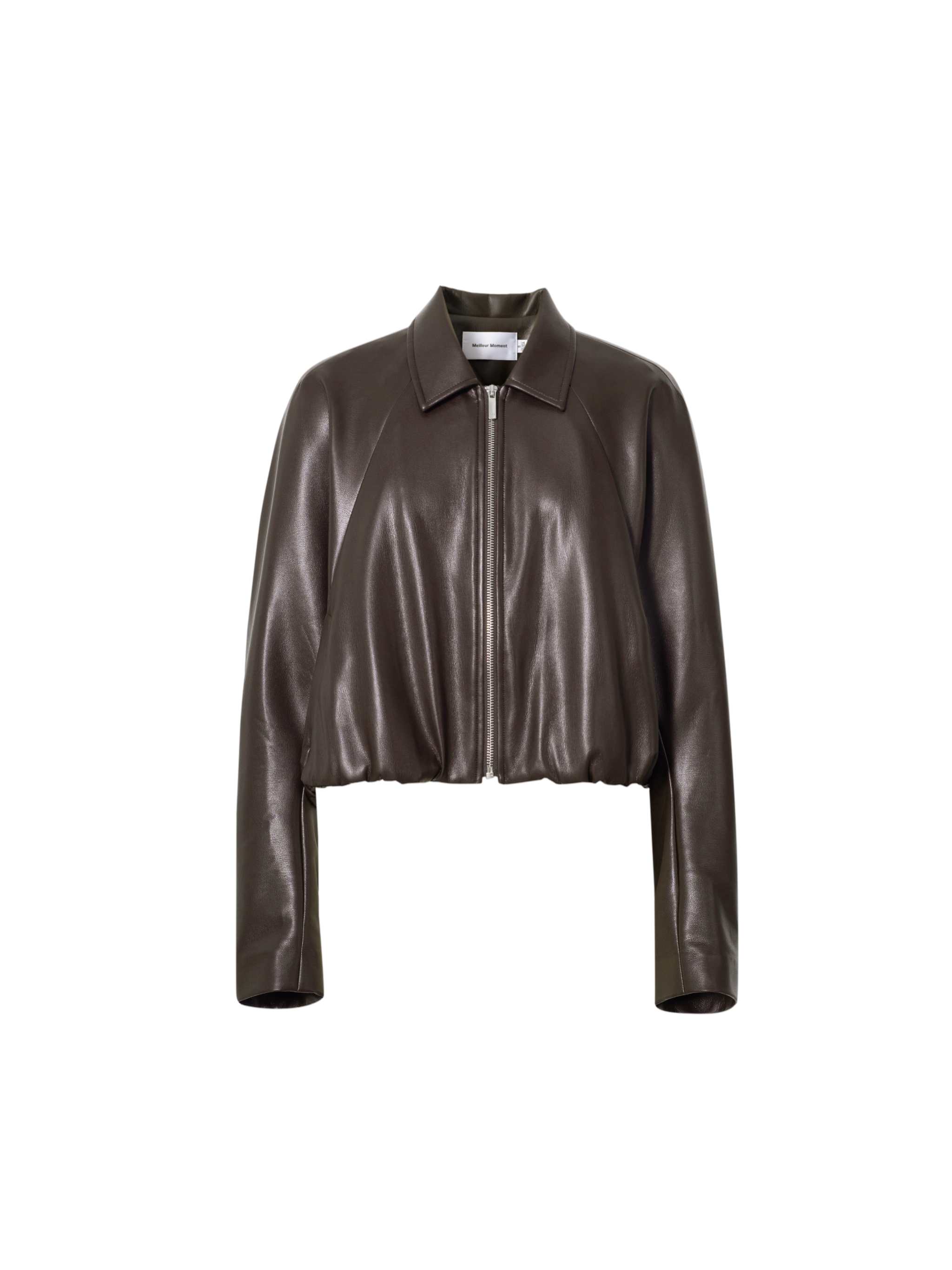 Cropped Faux-Leather Zip Jacket