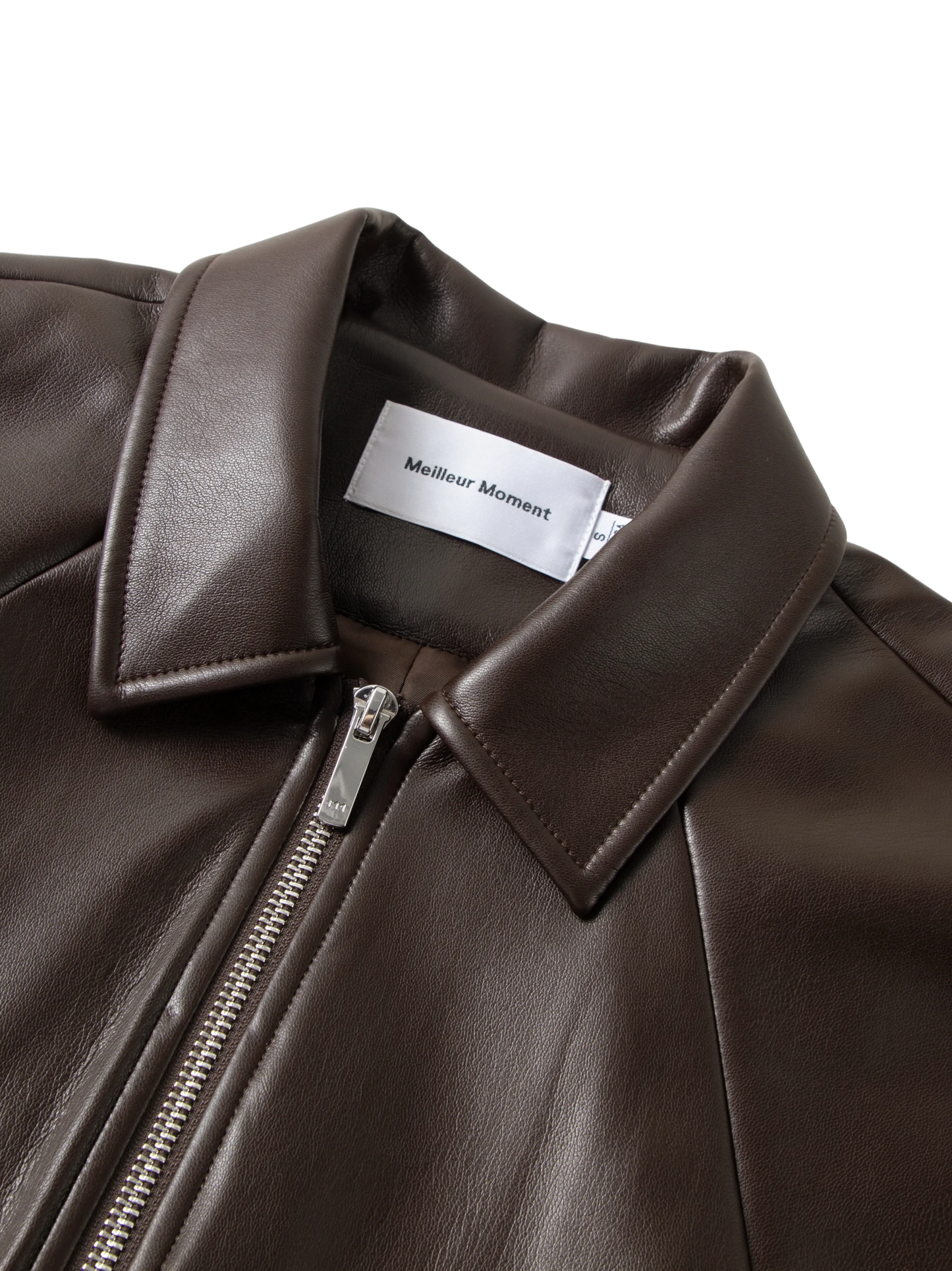 Brown Cropped Leather Raglan Jacket