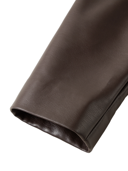 Load image 1 in gallery view. Brown Cropped Leather Raglan Jacket