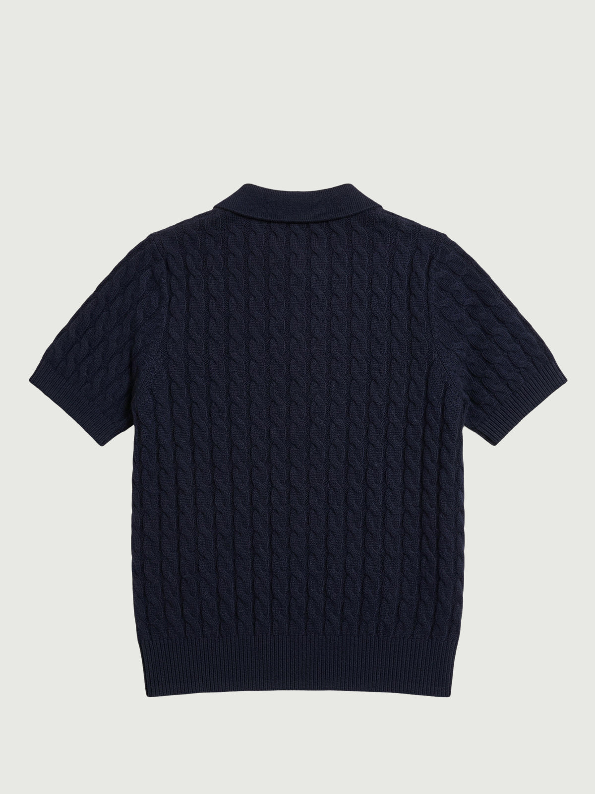 100% Pure Cashmere Cable-Knit Short Sleeve Polo