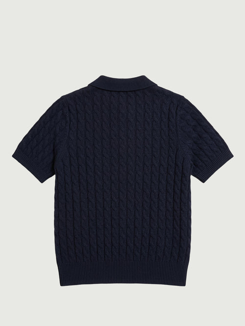 Load image 1 in gallery view. 100% Pure Cashmere Cable-Knit Short Sleeve Polo