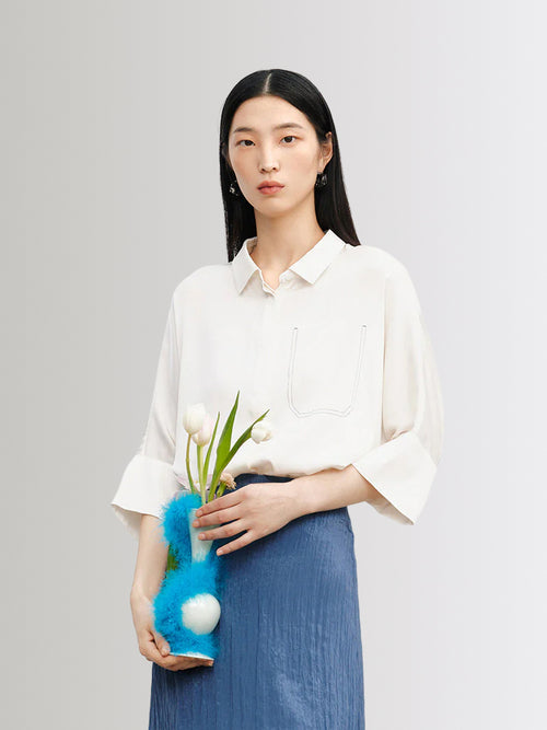 Load image 1 in gallery view. Short Sleeved Silk Shirt