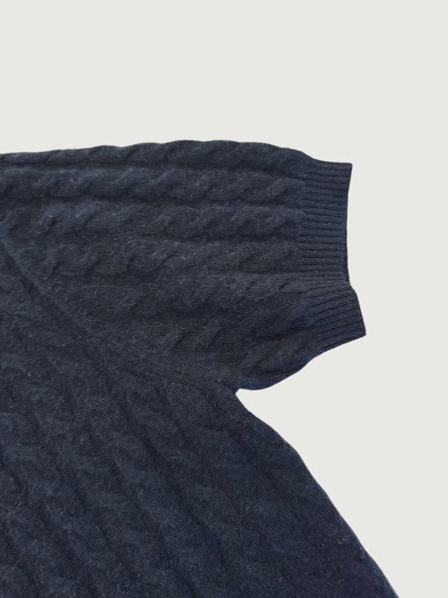 Load image 1 in gallery view. 100% Pure Cashmere Cable-Knit Short Sleeve Polo