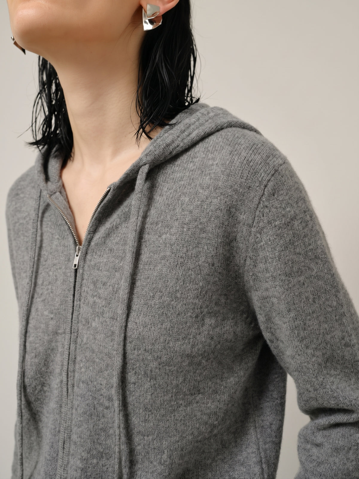Cashmere Zip-Up Hooded Sweater