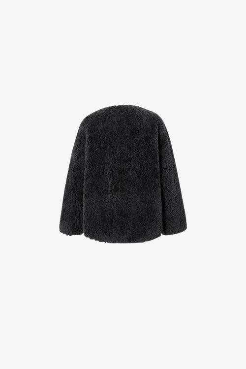 Load image 1 in gallery view. Black fur coat on a white background