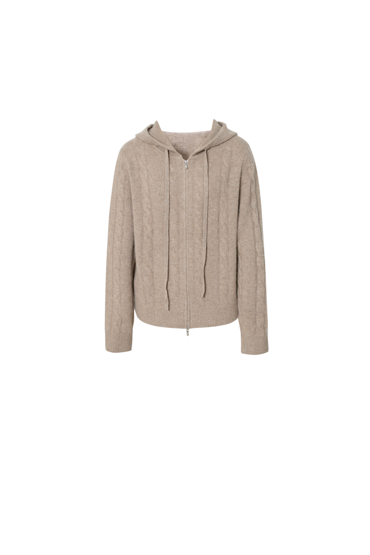 Cable Knit Cashmere Hooded Cardigan
