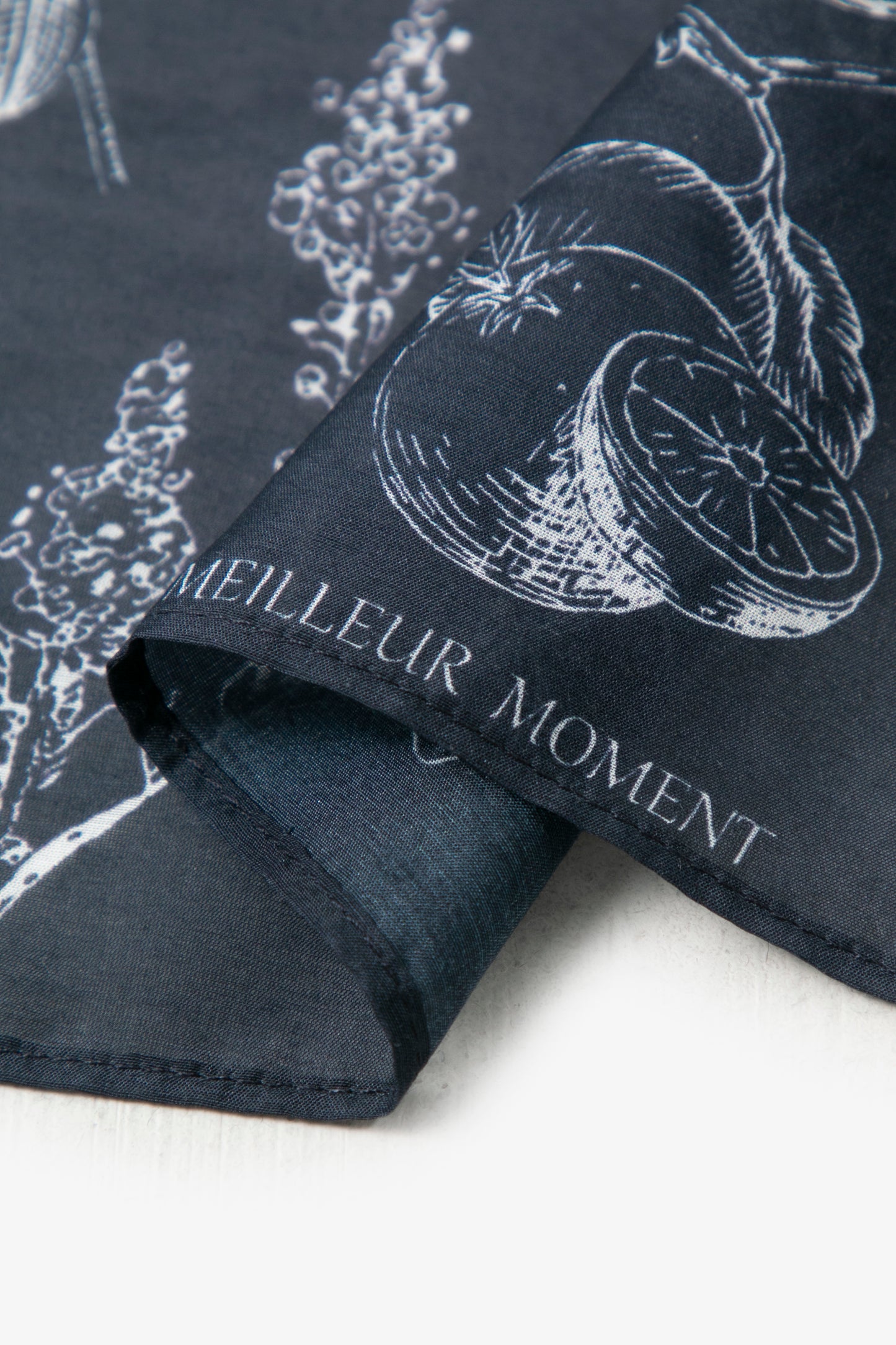 Navy Floral Print Square Scarf