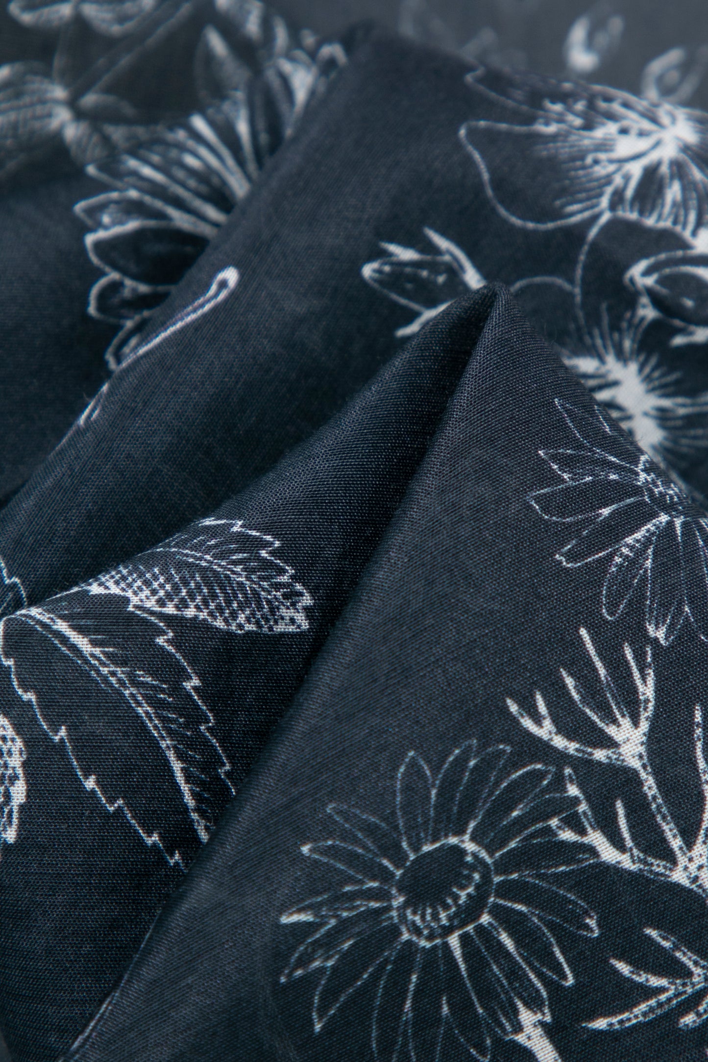 Navy Floral Print Square Scarf