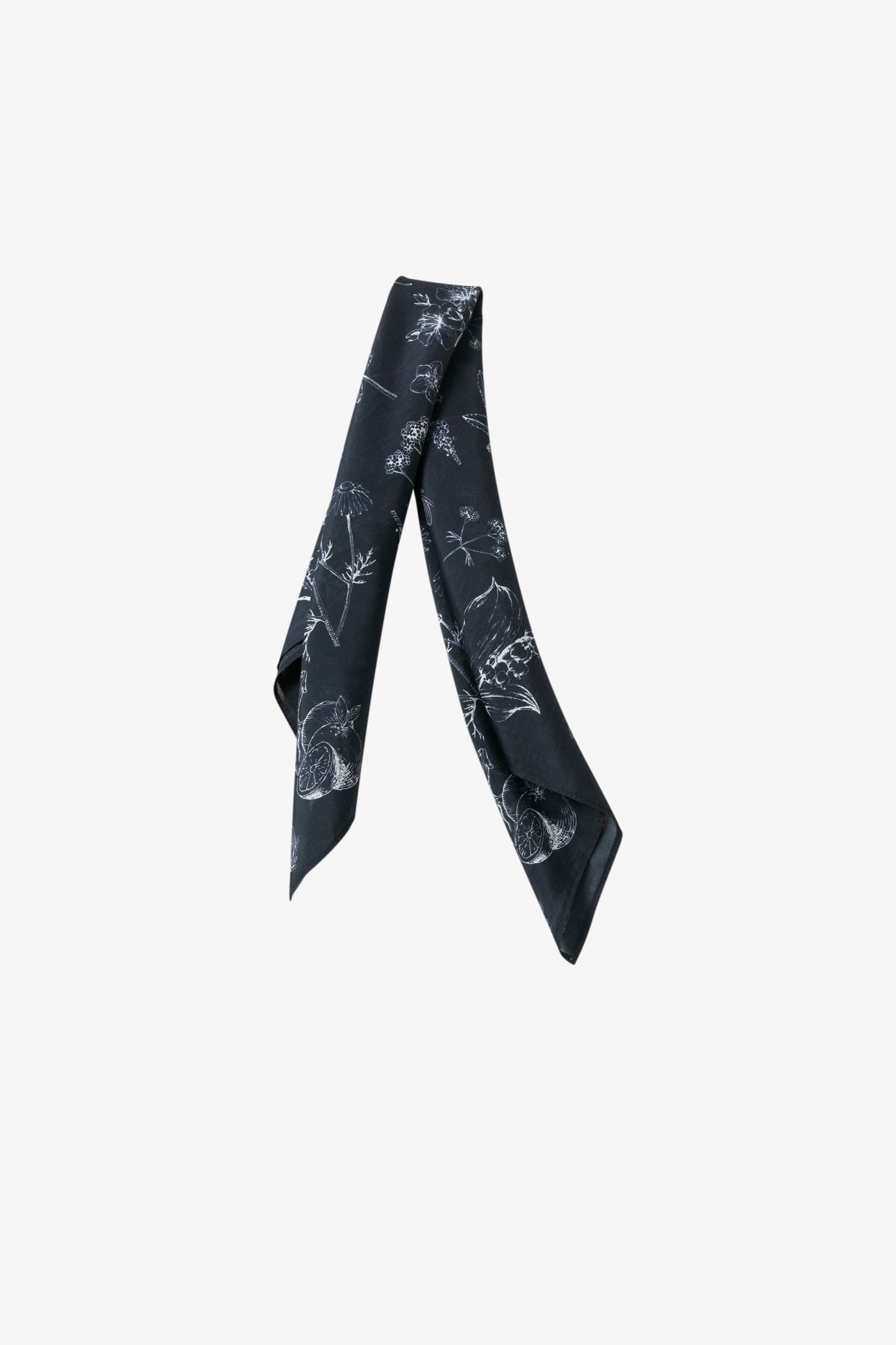 Navy Floral Print Square Scarf