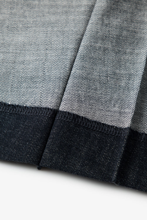 Load image 1 in gallery view. Mock-Neck Belted Denim Maxi Dress