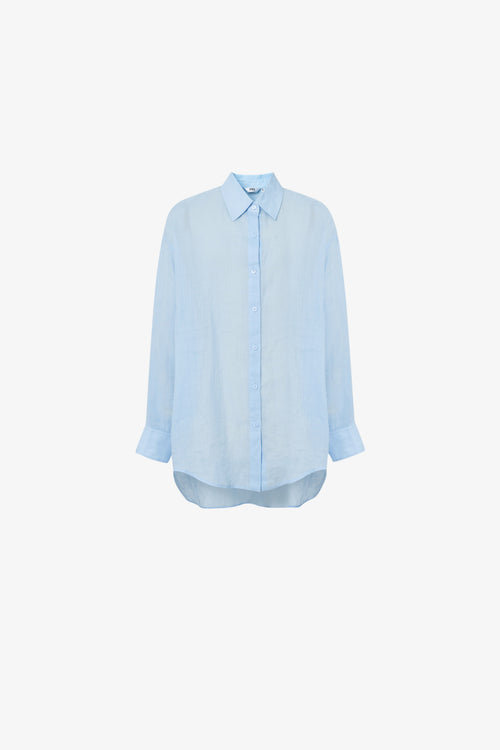 Load image 1 in gallery view. White Ramie Long-Sleeve Shirt