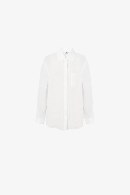 Load image 1 in gallery view. White Ramie Long-Sleeve Shirt