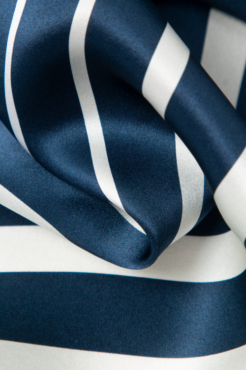 Load image 1 in gallery view. Navy Strips Square Scarf