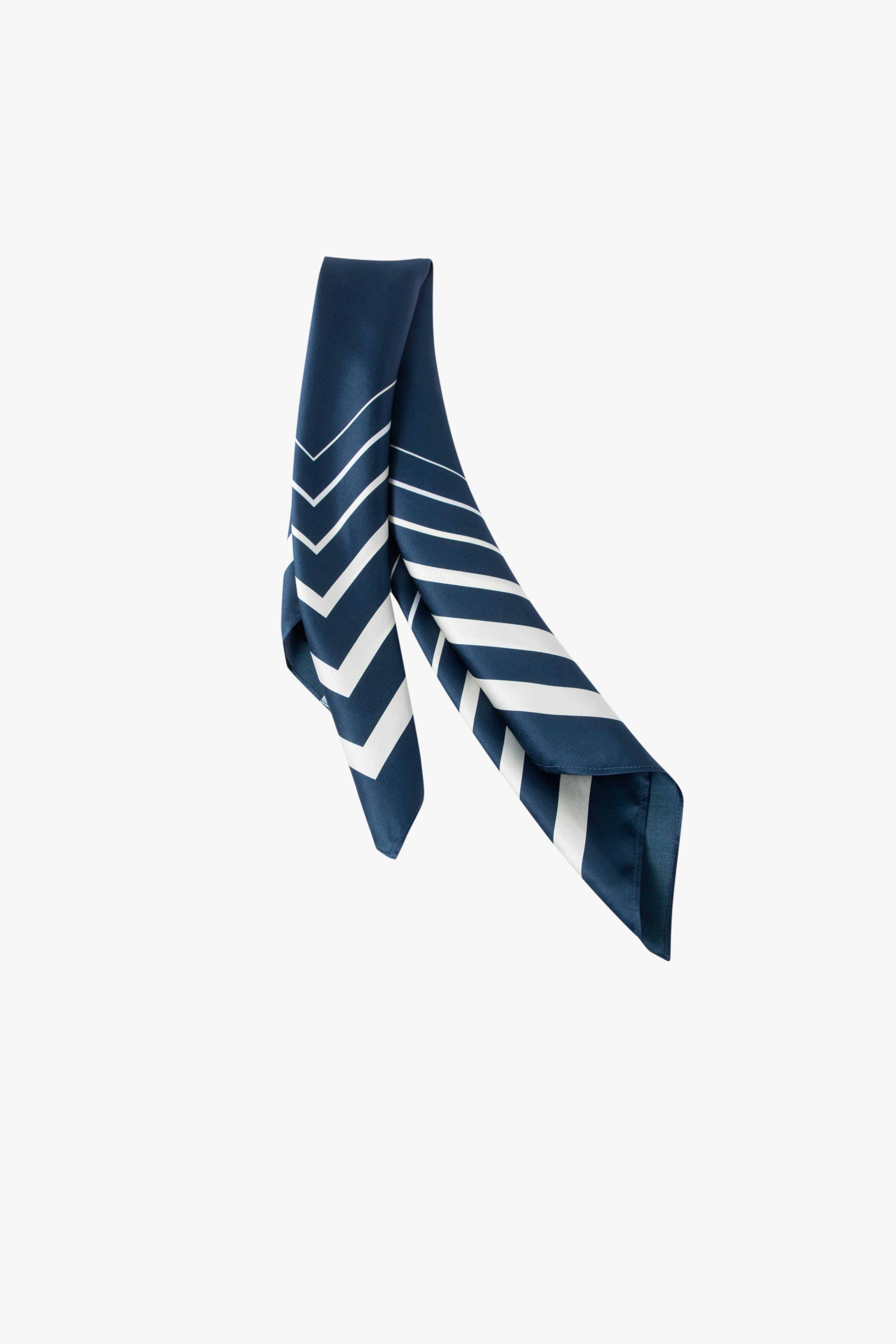 Navy Strips Square Scarf