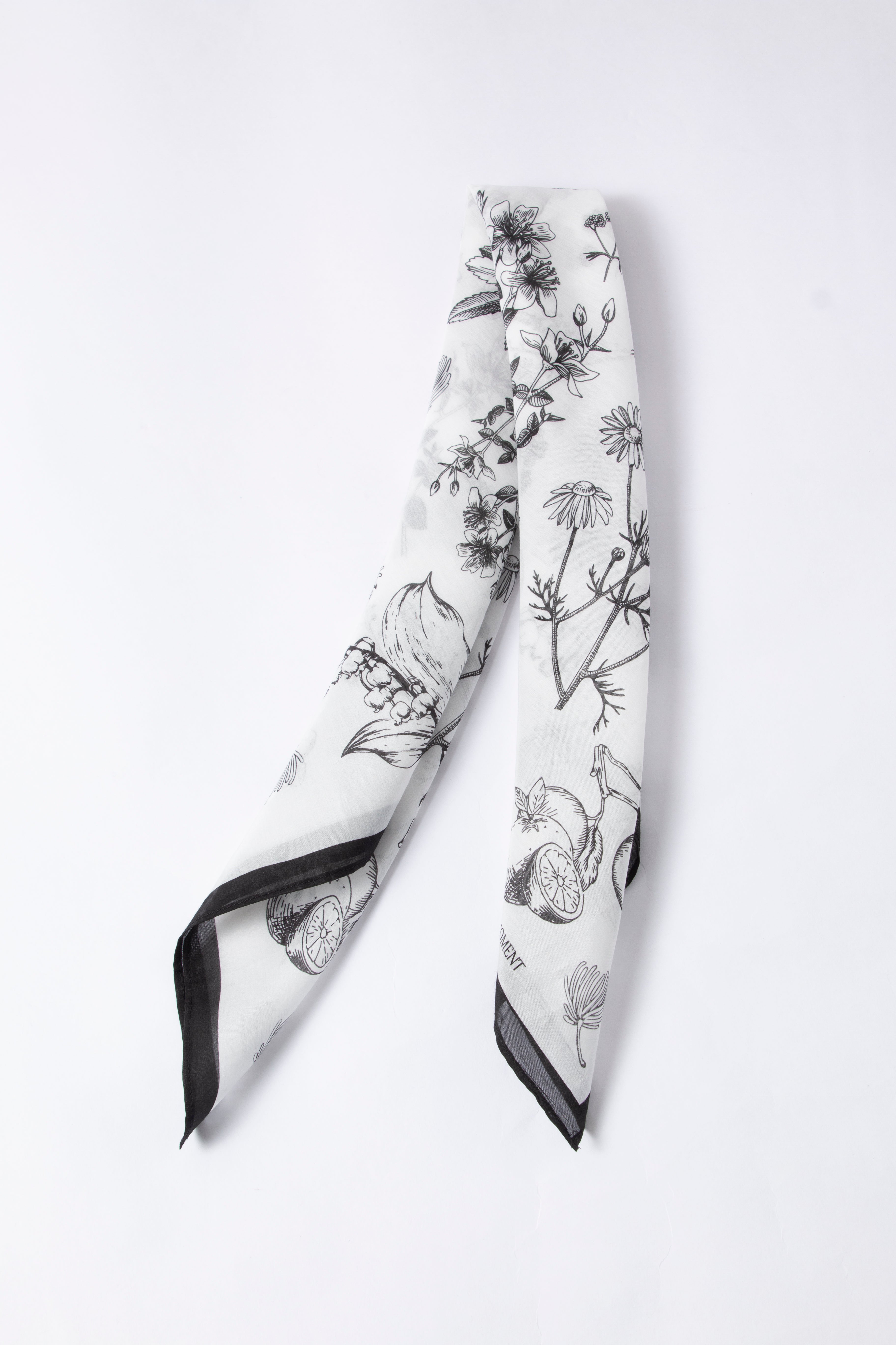 Charcoal Floral Print Square Scarf