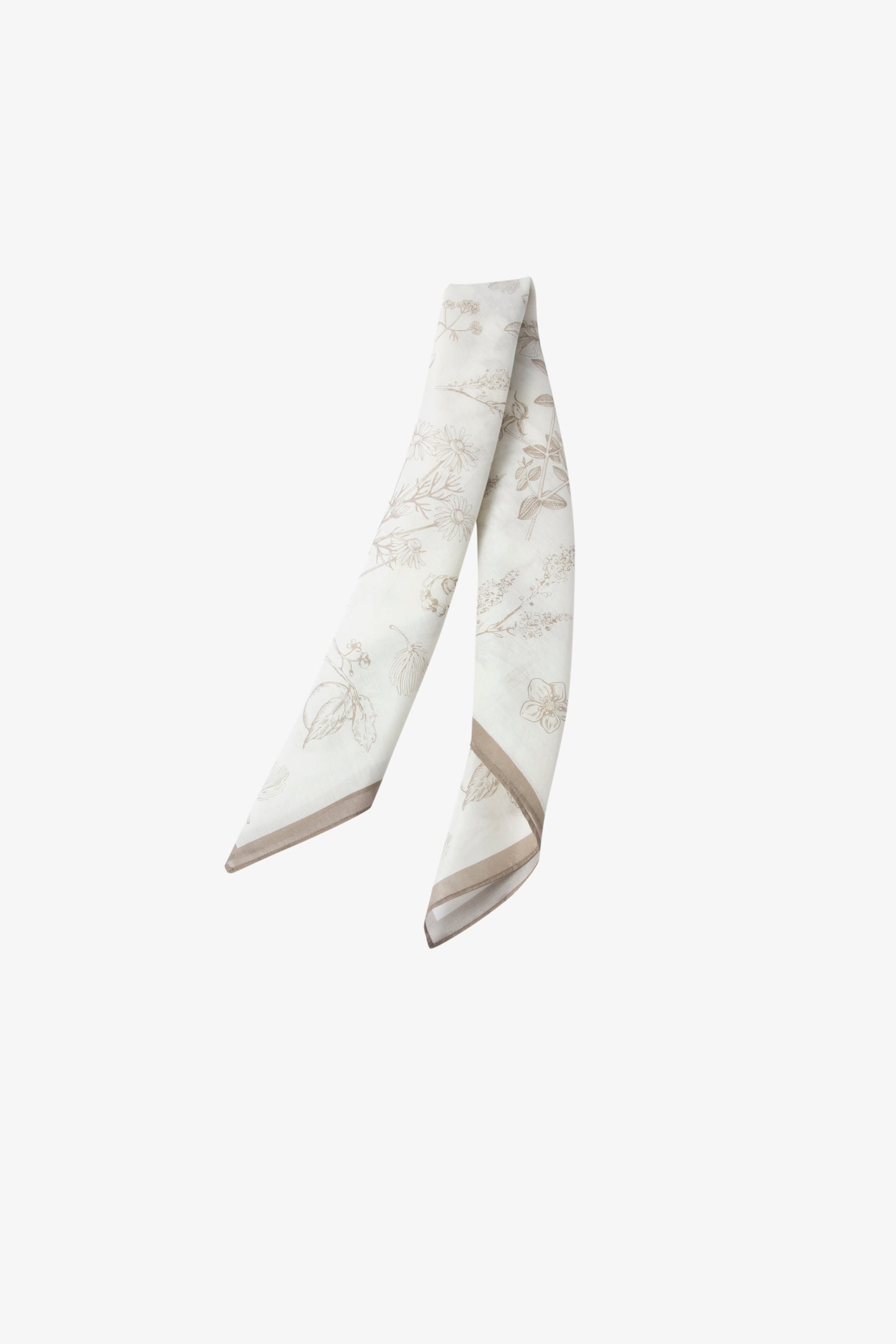 Beige Floral Print Square Scarf