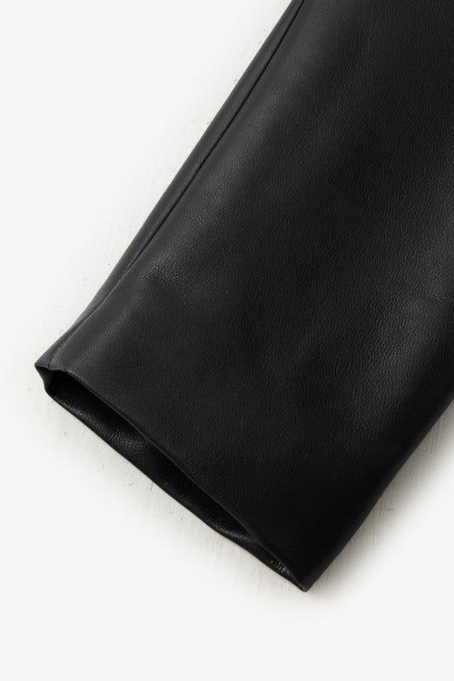 Load image 1 in gallery view. Cropped Faux-Leather Zip Jacket