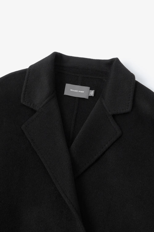 Load image 1 in gallery view. Black Midi Pure Cashmere Wrap Coat
