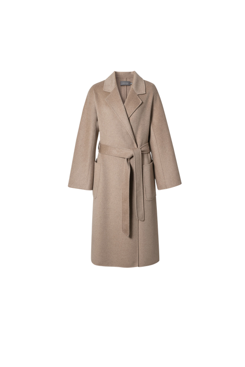 Load image 1 in gallery view. Cashmere Belted Wrap Coat