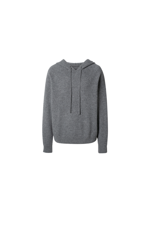 Load image 1 in gallery view. Cashmere Rib-Knit Hooded Sweater