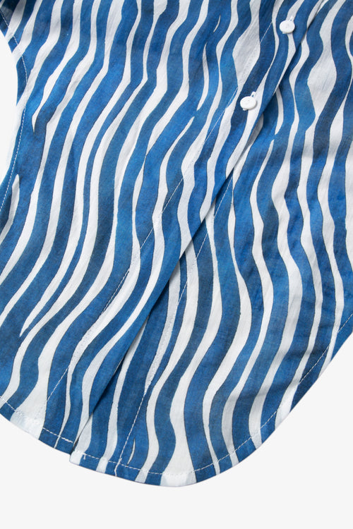 Load image 1 in gallery view. Cotton Front-Tie Cropped Stripe Blouse