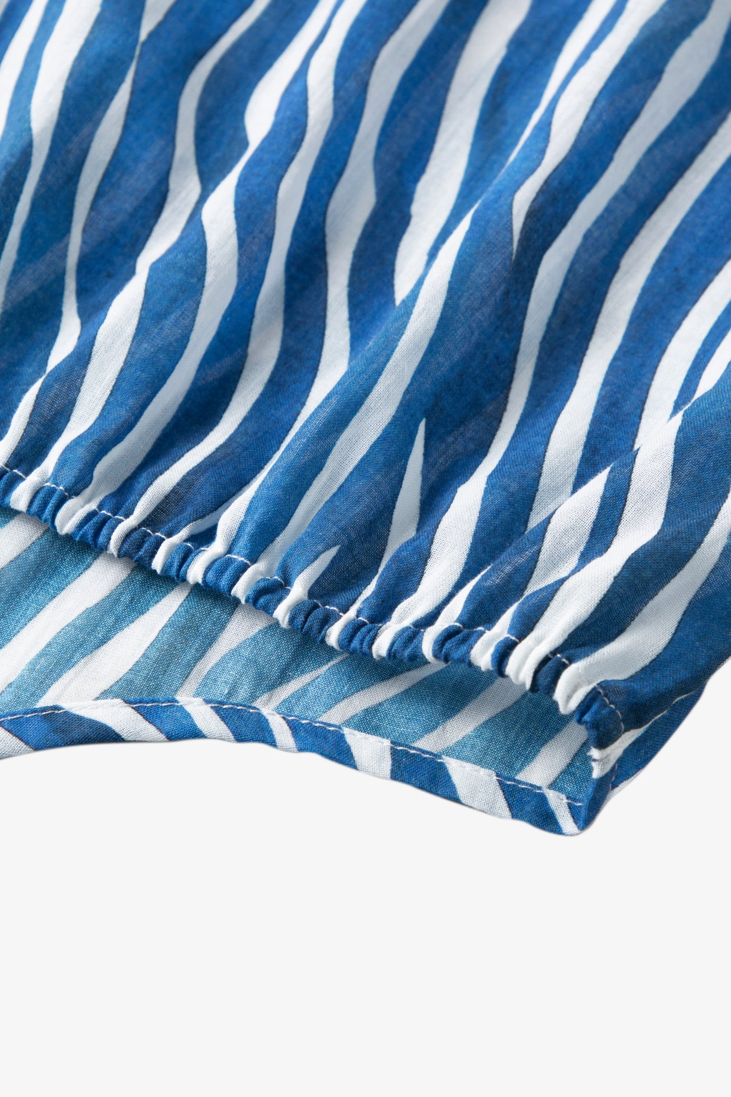 Cotton Front-Tie Cropped Stripe Blouse
