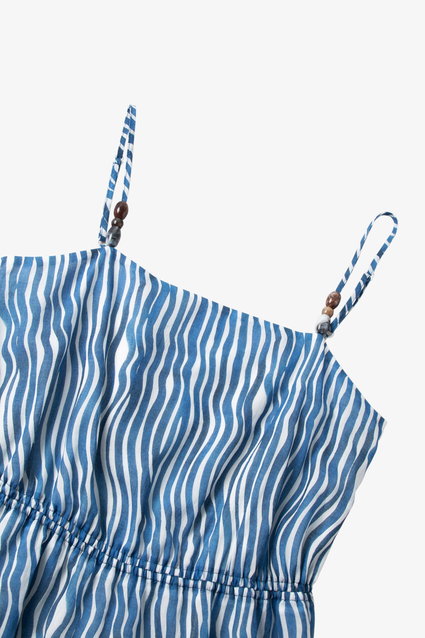 Cotton Stripe Spaghetti-Strap Midi Dress