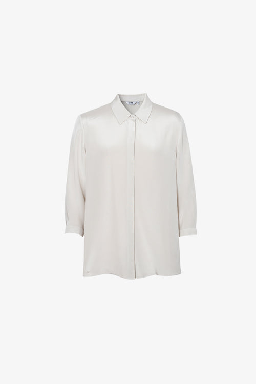 Load image 1 in gallery view. Relaxed-Fit Structured Shoulder Lapel Three-Quarter Sleeve Shirt