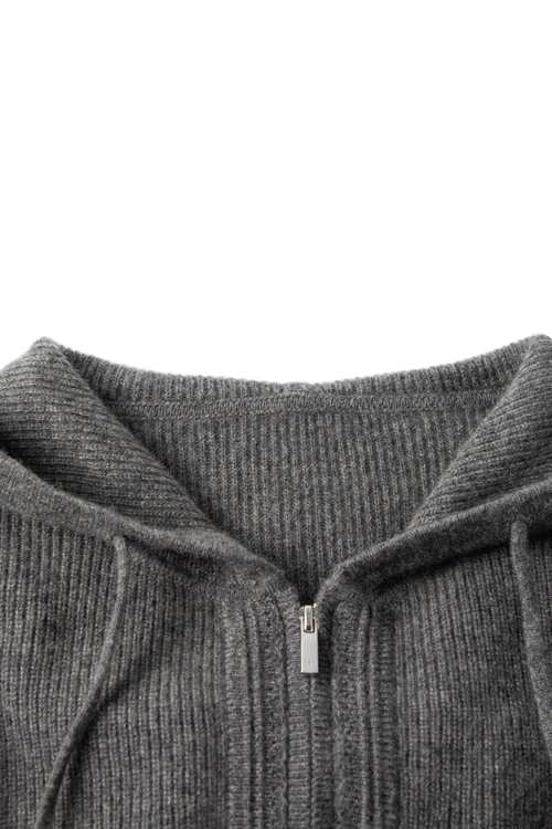 Load image 1 in gallery view. Cashmere Zip-Up Hooded Sweater