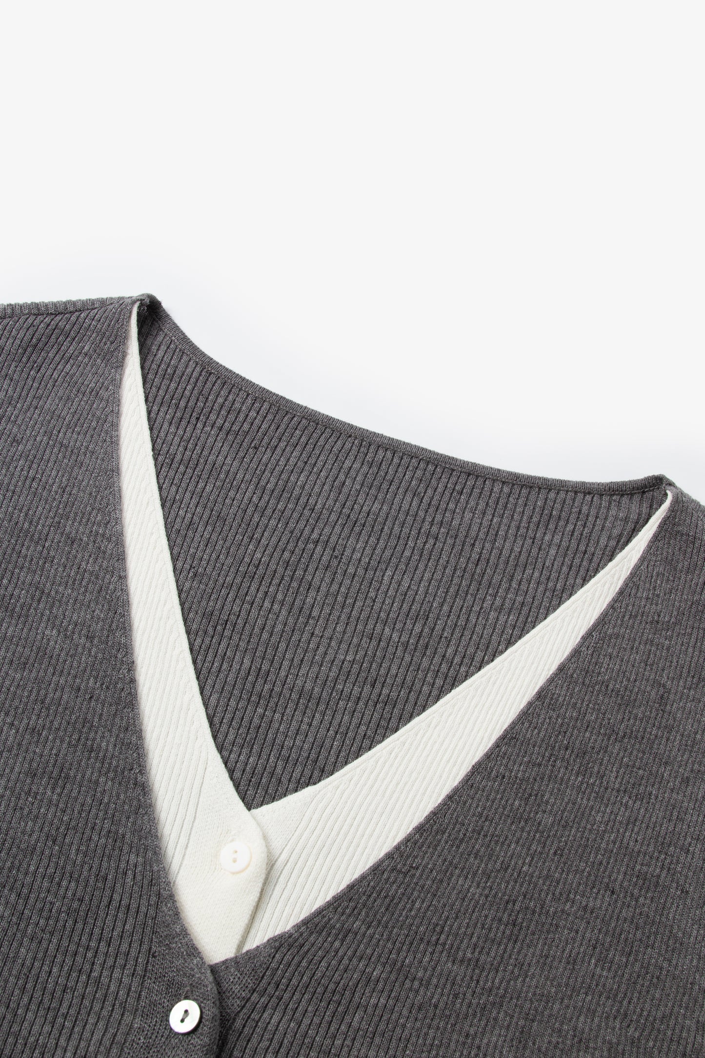 V-Neck Sleeveless Mock-Layered Cardigan