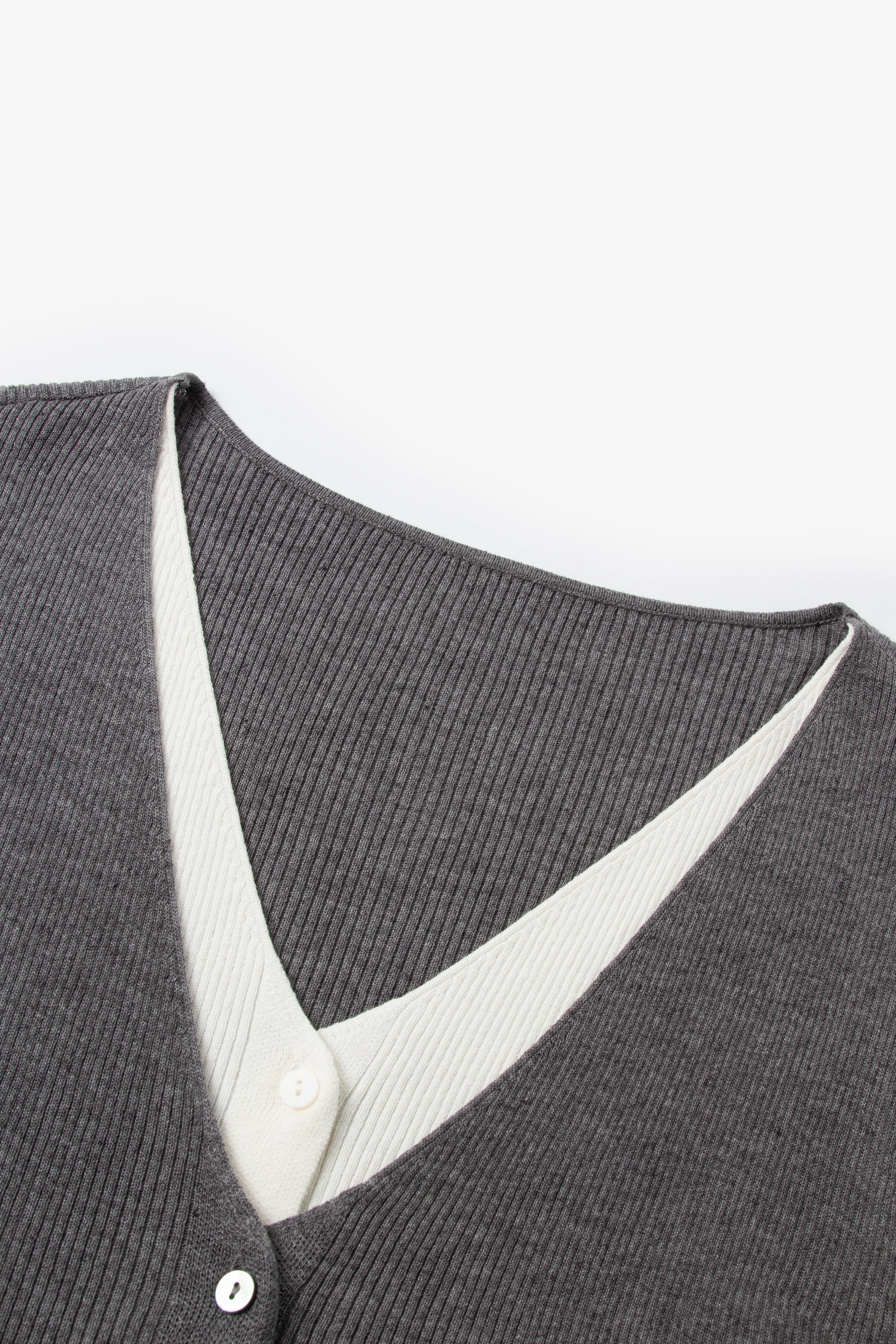 V-Neck Sleeveless Mock-Layered Cardigan