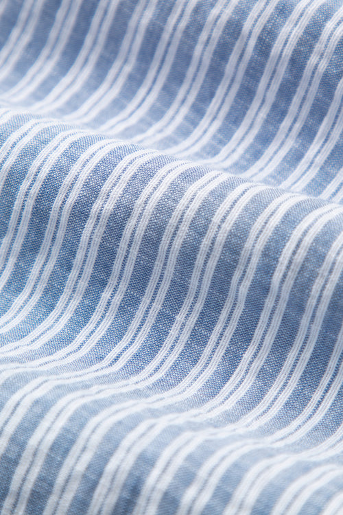 Load image 1 in gallery view. Striped Cotton-Linen Tie-Waist Shirt