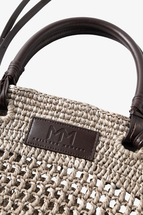 Load image 1 in gallery view. Woven Open-Knit Raffia Tote Bag
