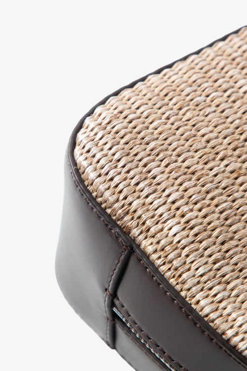 Load image 1 in gallery view. Woven Leather-Trim Shoulder Bag