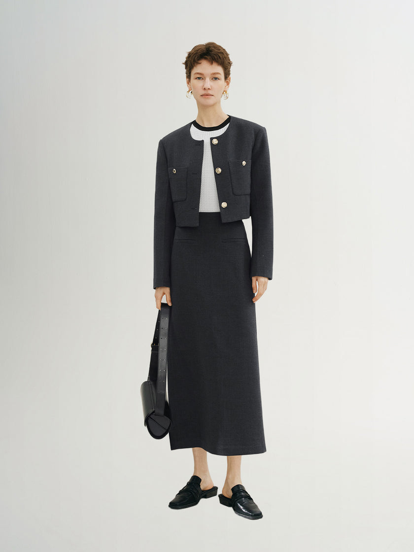 Pure Wool Cropped Jacket