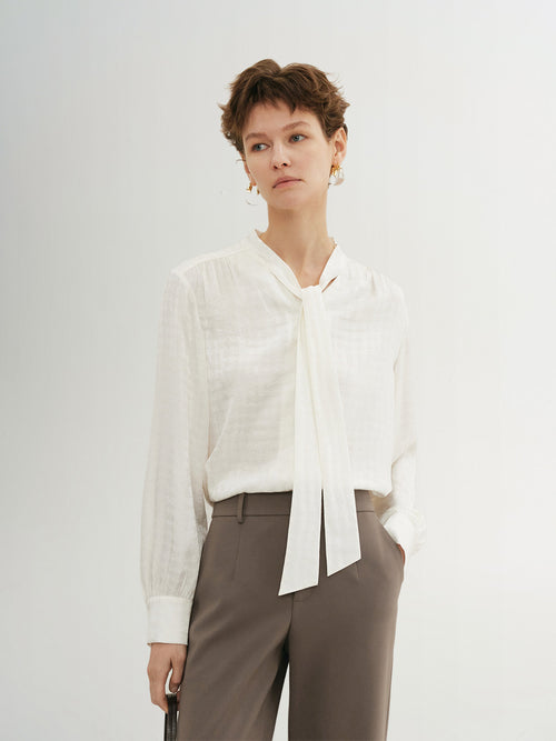 Load image 1 in gallery view. Tie-Neck Blouse