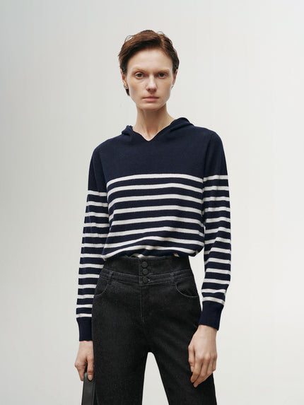 Striped Pure Wool Hoodie Sweater