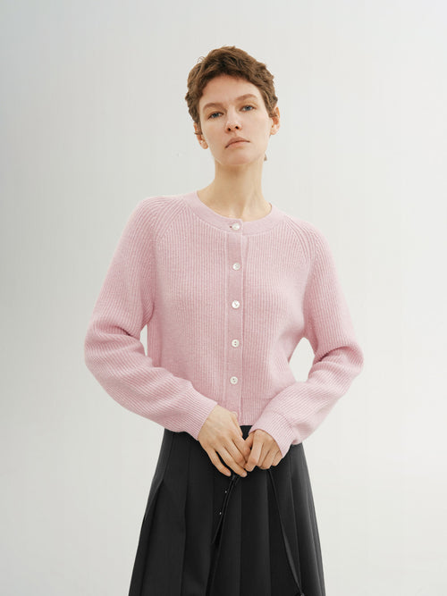 Load image 1 in gallery view. Ribbed Wool Blend Cardigan