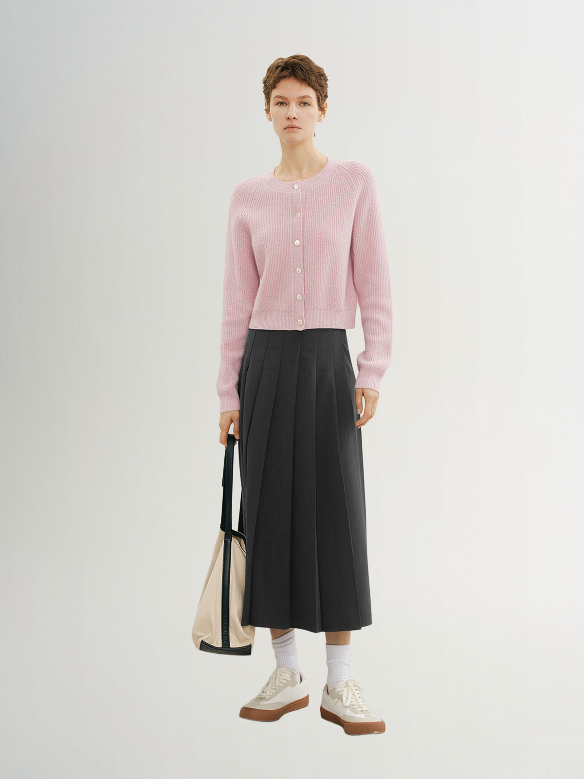 Ribbed Wool Blend Cardigan