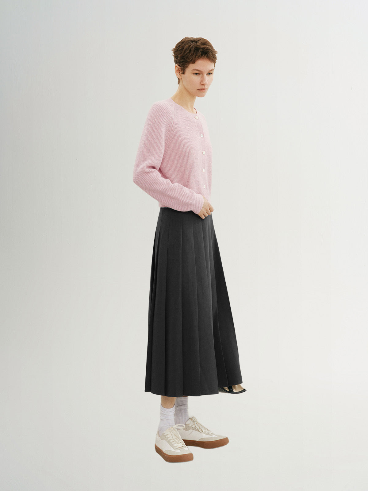 Ribbed Wool Blend Cardigan